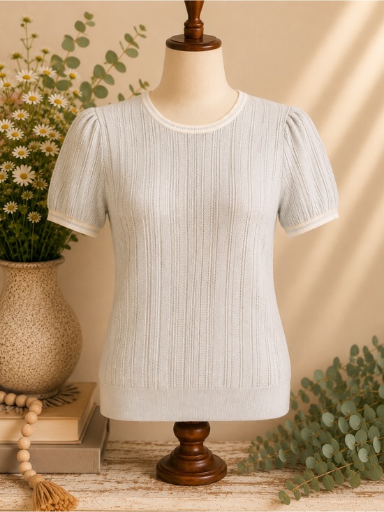 Lauren Ralph Lauren Sweaters - Lauren Ralph Lauren Blue Puff Sleeve Knit Sweater M